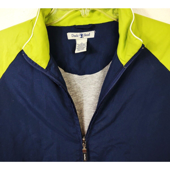 Duck Head Windbreaker Jacket Lightweight Size S Green Blue Zip Pockets Lined - Picture 5 of 11